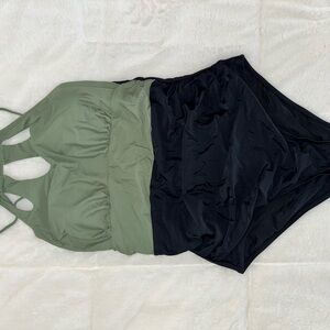Green and Black Swimsuit